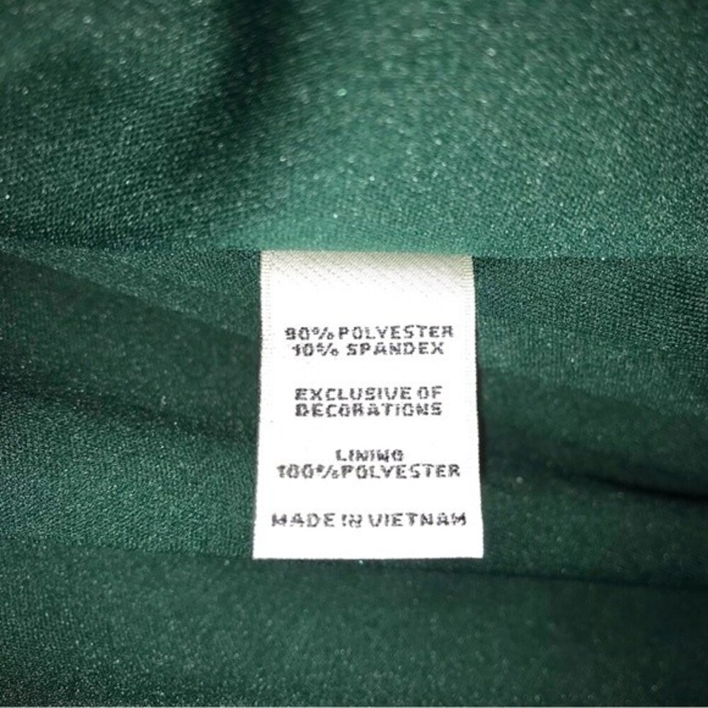 Neiman Marcus Green Velvet Flutter Sleeve High-Low Flounce Hem Midi A Line Dress - Picture 9 of 9